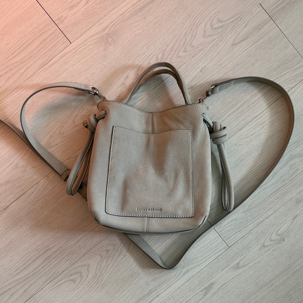 Lucky Brand Beige Crossbody Bag genuine leather